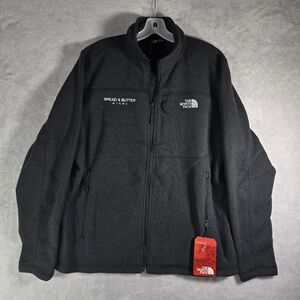 The North Face Large Fleece Sweater Jacket Full Zip Black Custom Logo Men’s NWT